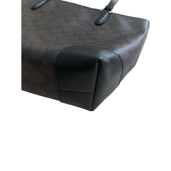 Coach Handbag Tote Bag Brown Zip Top Signature PVC Leather D1822 F29208 - Picture 3 of 7